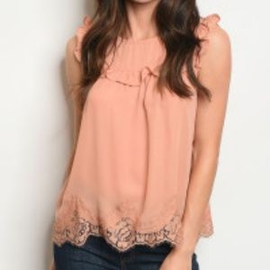 Blush Sleeveless Ruffle Blouse